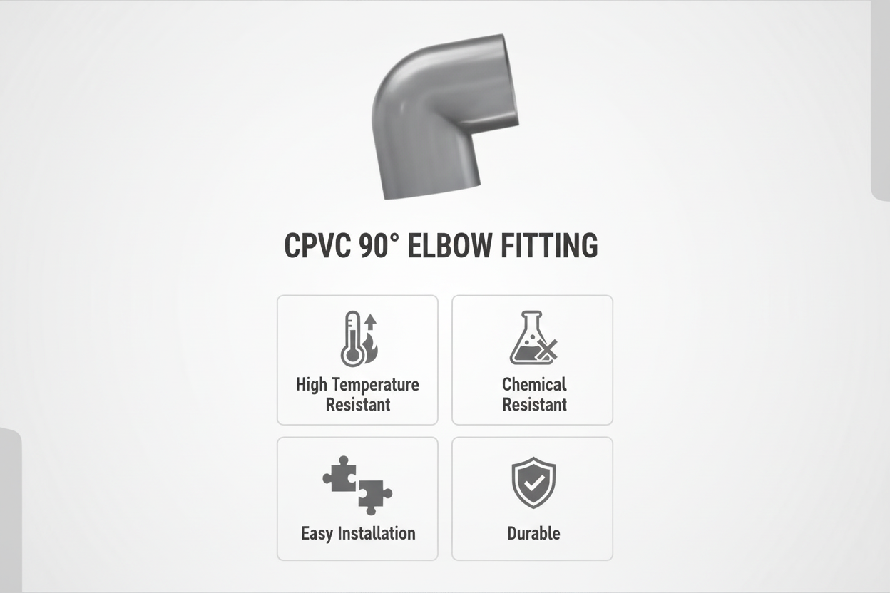 Gray CPVC Elbow 90 Features - High Temperature Resistant, Chemical Resistant, Easy Installation, Durable