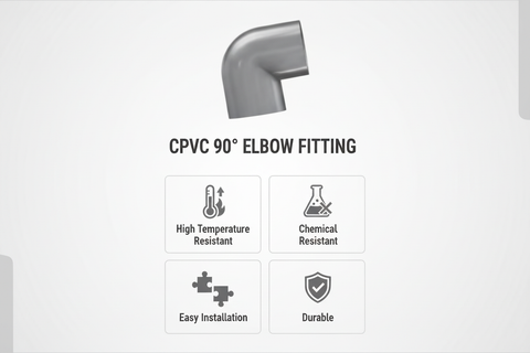 Gray CPVC Elbow 90 Features - High Temperature Resistant, Chemical Resistant, Easy Installation, Durable