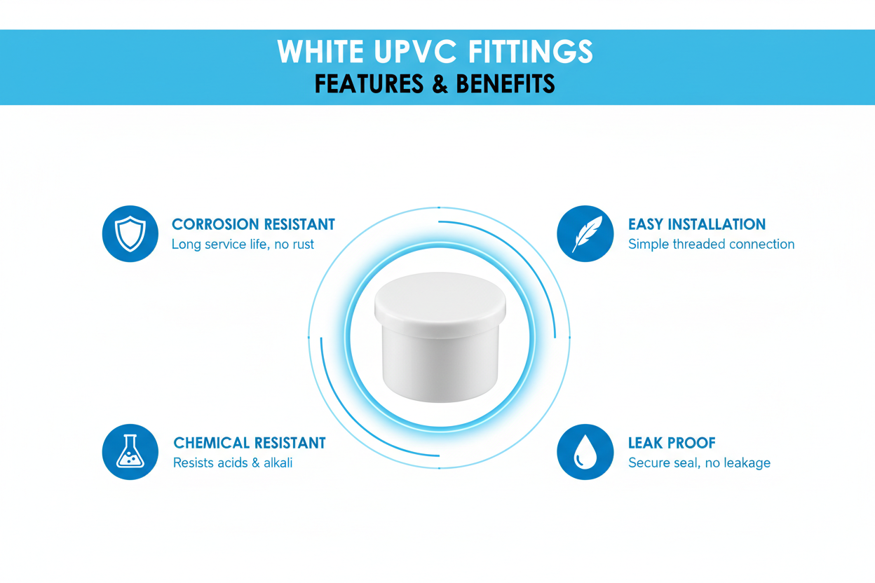 White UPVC End Cap Features - Corrosion Resistant, Easy Installation, Chemical Resistant, Leak Proof