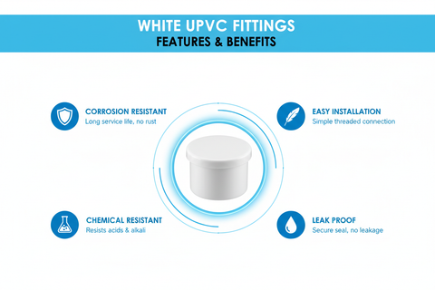 White UPVC End Cap Features - Corrosion Resistant, Easy Installation, Chemical Resistant, Leak Proof