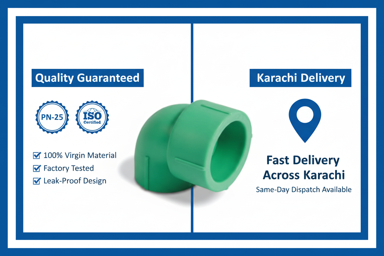 Quality assurance and fast Karachi delivery for reducing elbow PPRc 32mm×25mm