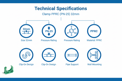 Clamp PPRC PN-25 32mm Technical Specifications