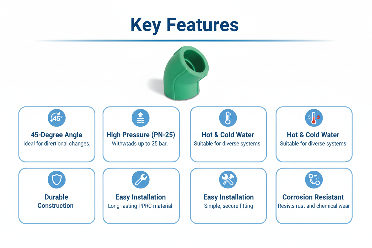 Elbow 45° PPRC PN-25 32mm Product Features