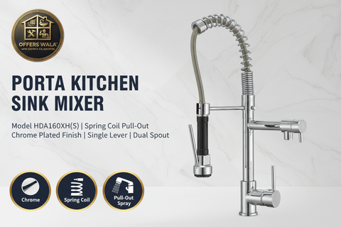 PORTA HDA160XH(S) Kitchen Sink Mixer – Hero Banner A+ Image