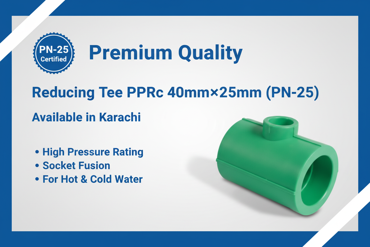 Reducing Tee PPRc 40mm×25mm (PN-25) - Available in Karachi