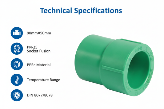 Technical specifications for reducing socket PPRc 90mm×50mm PN-25