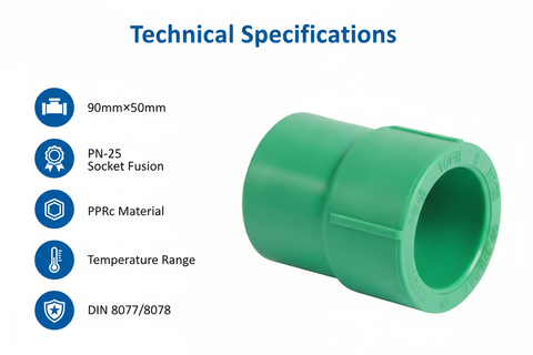 Technical specifications for reducing socket PPRc 90mm×50mm PN-25