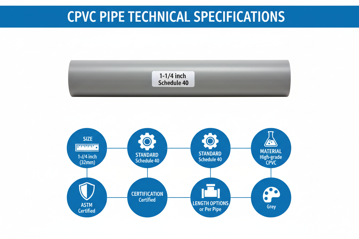 1-1/4 inch CPVC Schedule 40 Technical Specifications