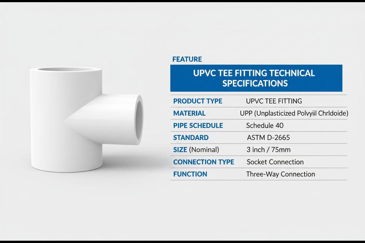 UPVC Tee Technical Specifications - Schedule 40, ASTM D-2665