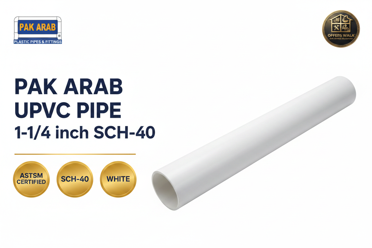 Pak Arab UPVC Pipe 1-1/4 inch SCH-40 White Hero Banner