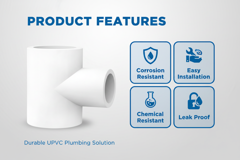White UPVC Tee Features - Corrosion Resistant, Easy Installation, Chemical Resistant, Leak Proof