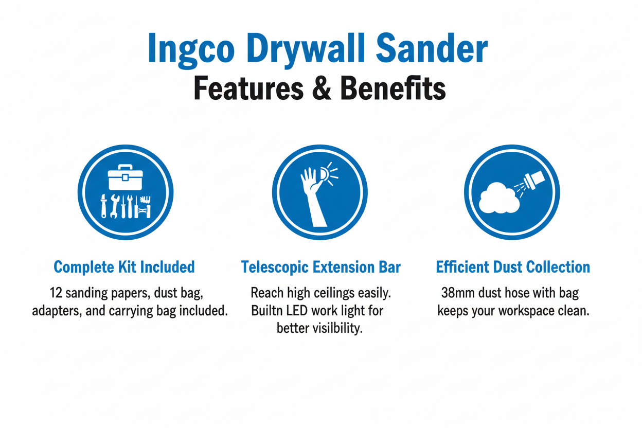 Ingco Drywall Sander Features - Short & Simple