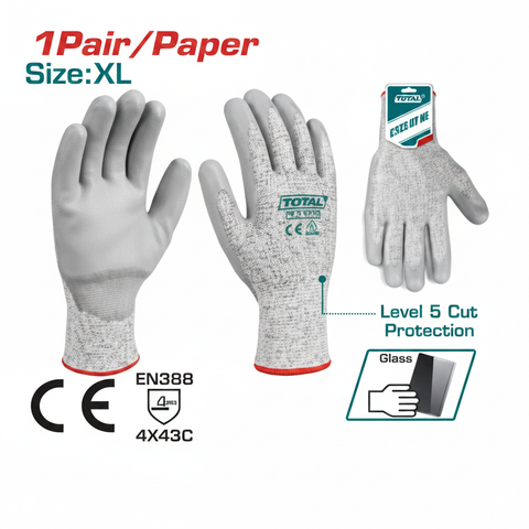 Level 5 Cut Resistance Gloves TSP1702-XL – HPPE PU Coated Safety Gloves in Karachi
