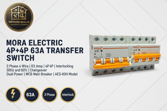 Mora Electric 4P+4P 63A MTS – Hero Banner with Real Product
