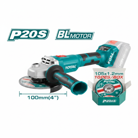 Brushless Angle Grinder in Karachi - Total 20V Li-Ion 100mm TAGLI20107 Power Tool for Cutting and Grinding
