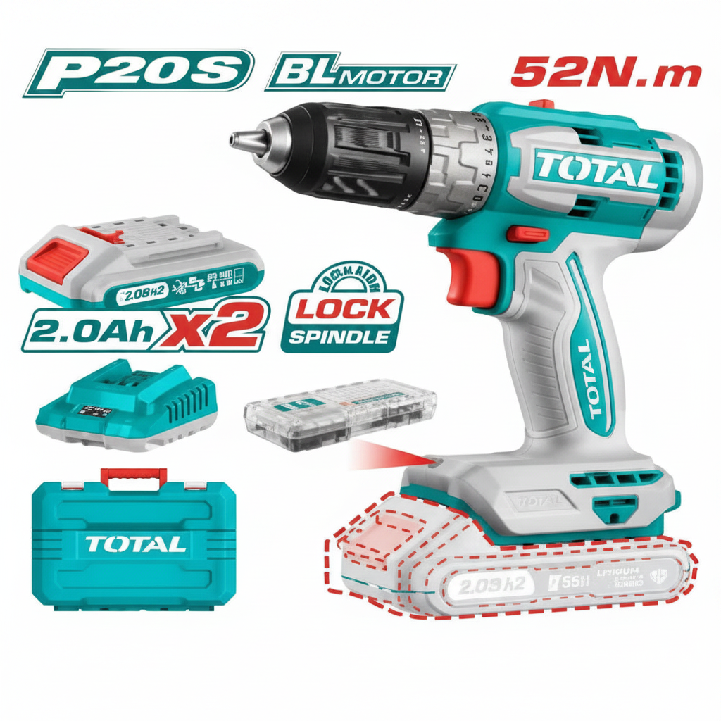 20V Brushless Cordless Drill Machine available for delivery in Karachi – powerful rechargeable drill for home and professional use