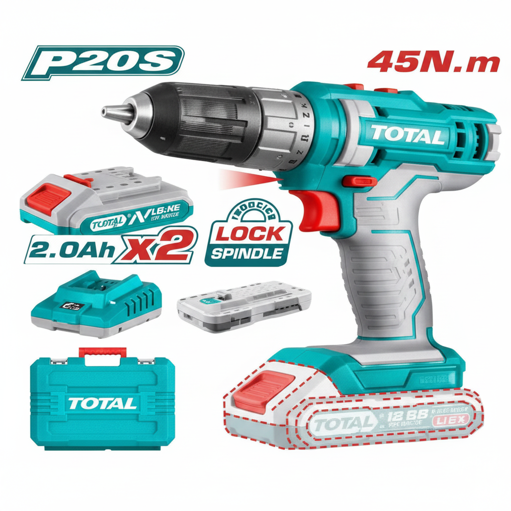 TOTAL P20S 20V Cordless Drill 45Nm – Buy Online in Karachi | Offers Wala