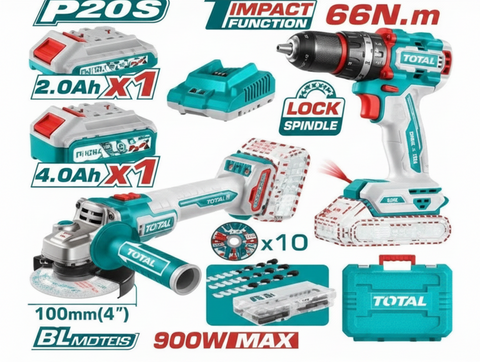 20V Cordless Angle Grinder & Impact Drill Combo Kit – Buy Power Tools Online in Karachi | Offers Wala
