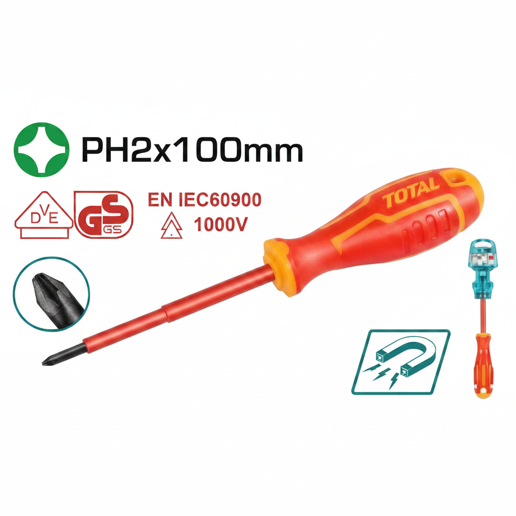 THTISPH2100 Insulated Screwdriver 1000V VDE PH2×100mm – Buy in Karachi