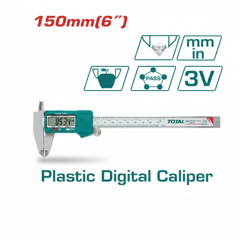 Total Plastic Digital Caliper TMT331501 150mm 6 inch with mm/in conversion and 3V battery – available in Karachi