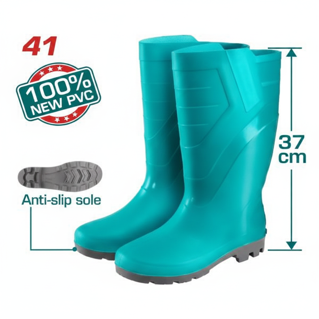 TSP302L Rain Boots Size 41 – 100% New PVC, 37cm Anti-Slip Waterproof Safety Boots in Karachi