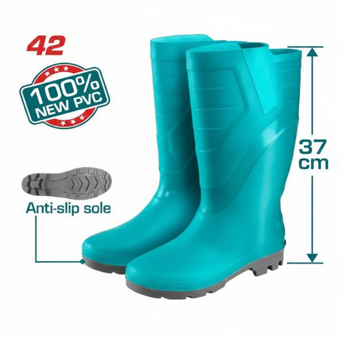 Teal PVC Rain Boots Size 42 Anti-Slip Sole 37cm High Shaft – Buy in Karachi