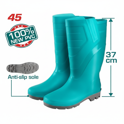 TSP302L Teal PVC Nitrile Rain Boots Size 45 – 100% Waterproof Safety Boots in Karachi