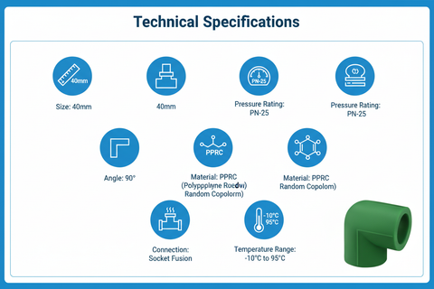 Technical Specifications - 40mm Elbow 90° (New)