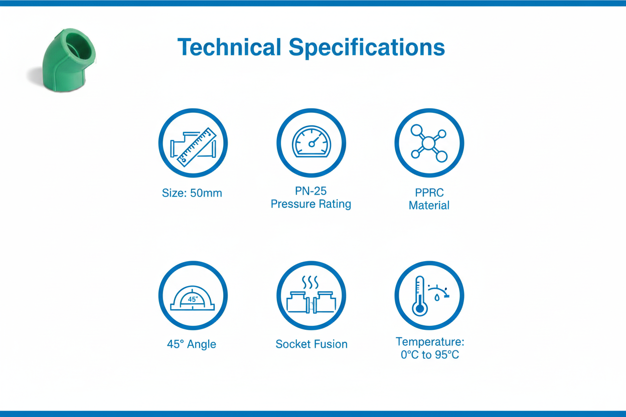 Technical Specifications - 50mm Elbow 45° (New)