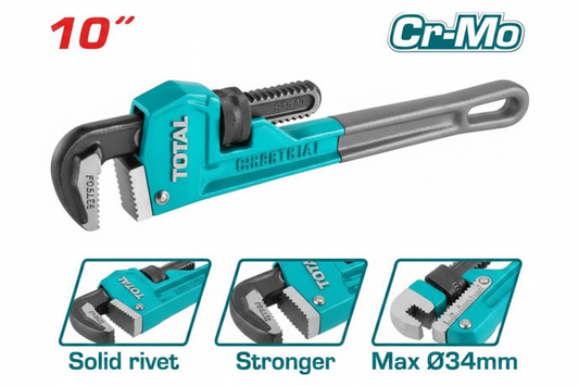 THT171006 10 Inch Heavy Duty Pipe Wrench – Drop-Forged Carbon Steel, 34mm Clamp, Available in Karachi