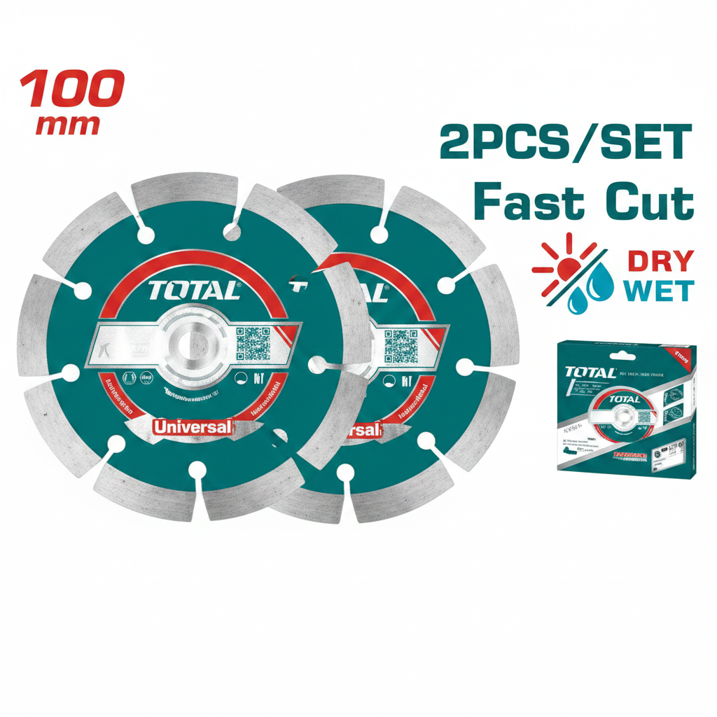 TOTAL 100mm Dry Diamond Cutting Disc TAC21110032 – 2PCS Tile Cutting Blade Set | Available in Karachi