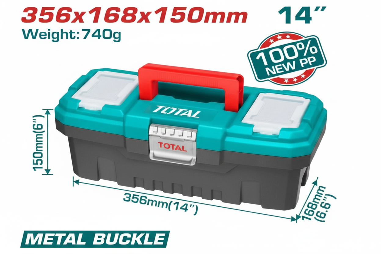 TPBX0142 14-inch Heavy Duty Plastic Tool Box with Dimensions – Buy in Karachi