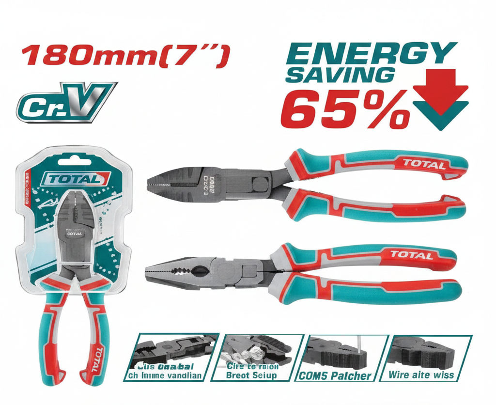 THTC510706 Compound Action Combination Pliers 7 inch Cr-V Teflon Coated Professional Pliers Karachi