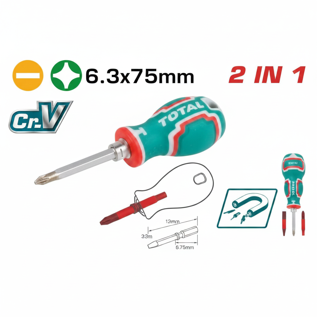 2-in-1 Screwdriver Set THT250216 CR-V Steel PH2 SL6 Bits Interchangeable Handle – Buy in Karachi | Offers Wala