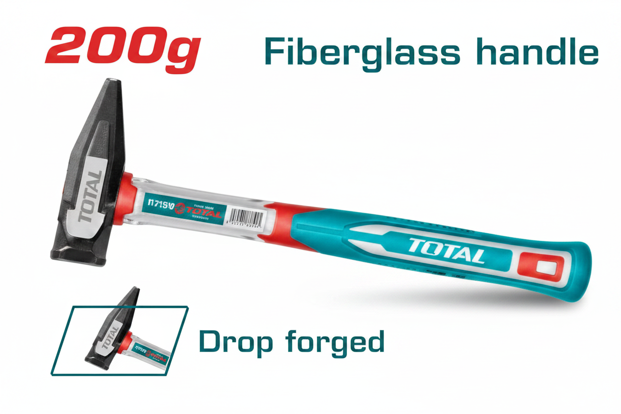 TOTAL 200g Drop-Forged Machinist Hammer THMH62200 with Fiberglass Handle – Buy in Karachi