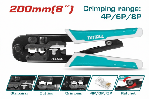 TMPCN5468R Modular Plug Crimper – 3-in-1 RJ45 RJ11 Ratchet Crimping Tool for Network & Telephone Lines | Buy in Karachi