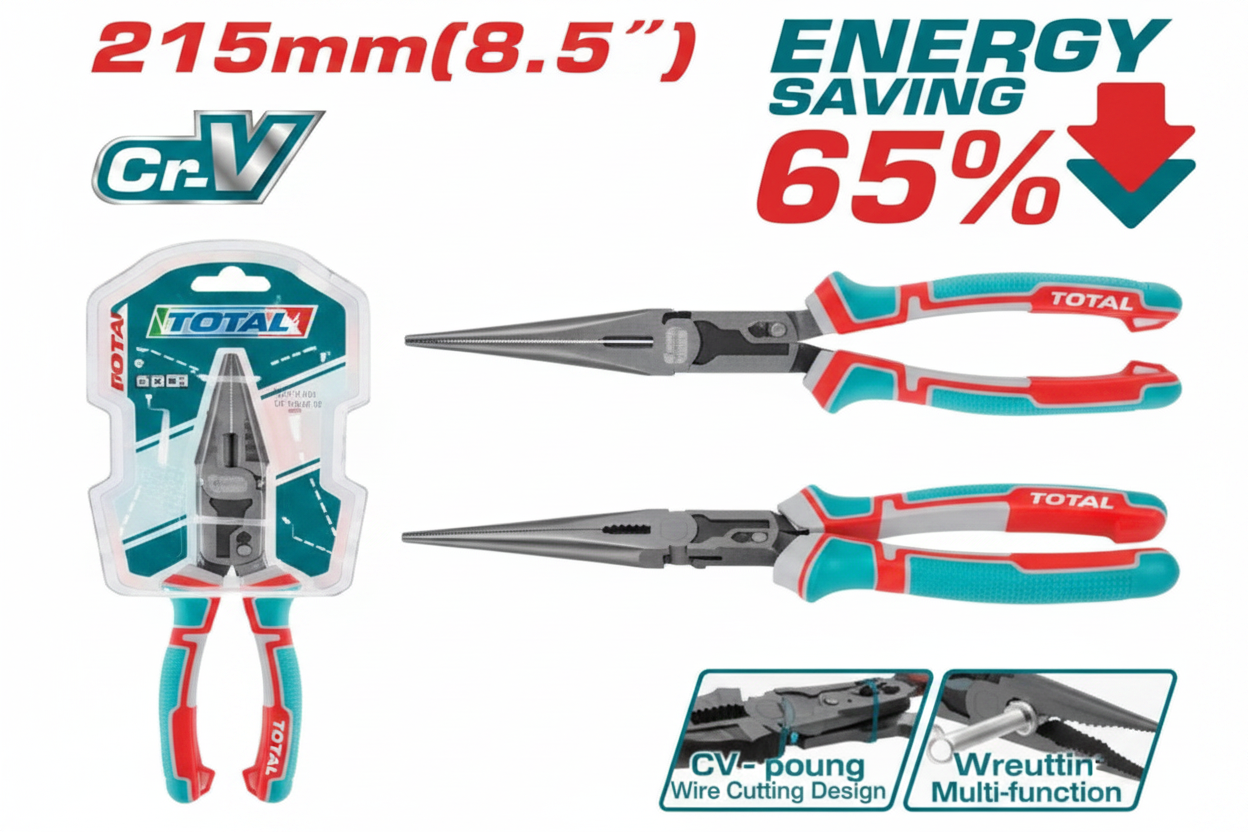 Compound Action Long Nose Pliers THTC520806 – 215mm Cr-V Steel, Teflon Coated | Buy in Karachi