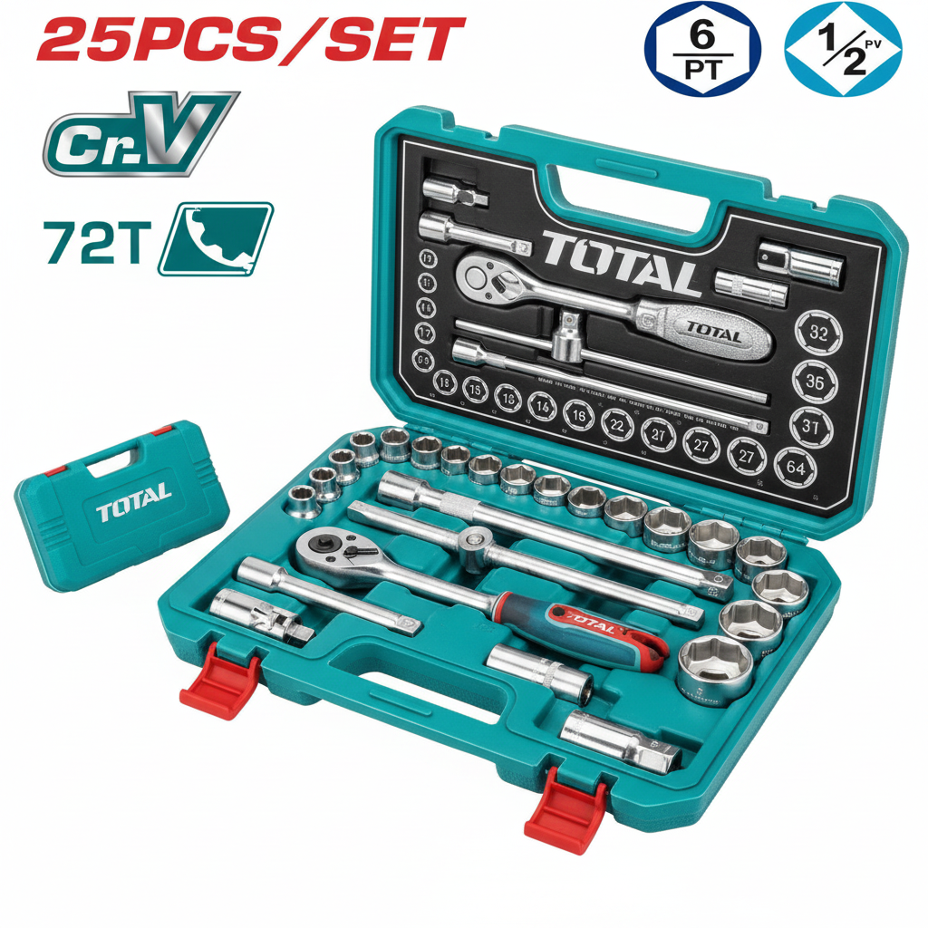 25 Pcs 1/2 Inch Drive Socket Set THT121251 – Professional Mechanic Tool Kit available in Karachi