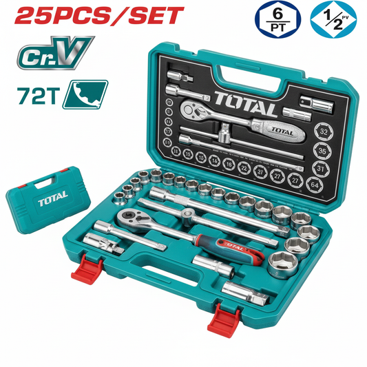 25 Pcs 1/2 Inch Drive Socket Set THT121251 – Professional Mechanic Tool Kit available in Karachi