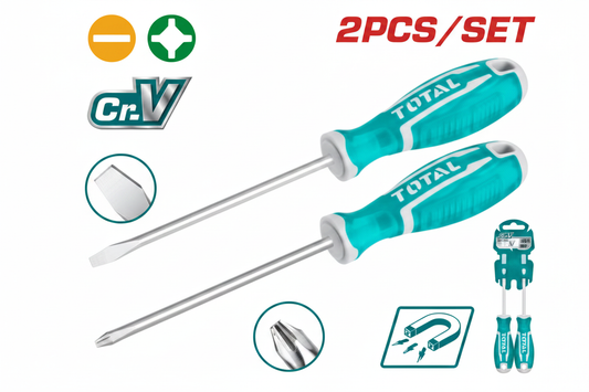 2 Pcs CR-V Screwdriver Set THT250201 – SL6.5 Flathead & PH2 Phillips Round Blade Screwdrivers in Hanger Pack | Buy Online in Karachi