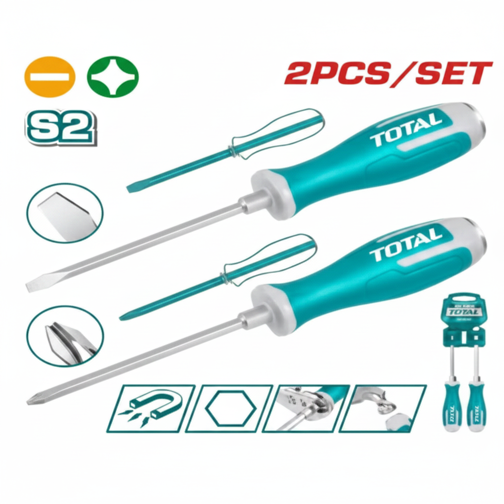 2Pcs Go-Through Screwdriver Set THGSS2206 – S2 Steel Flathead & Phillips | Buy in Karachi – Offers Wala