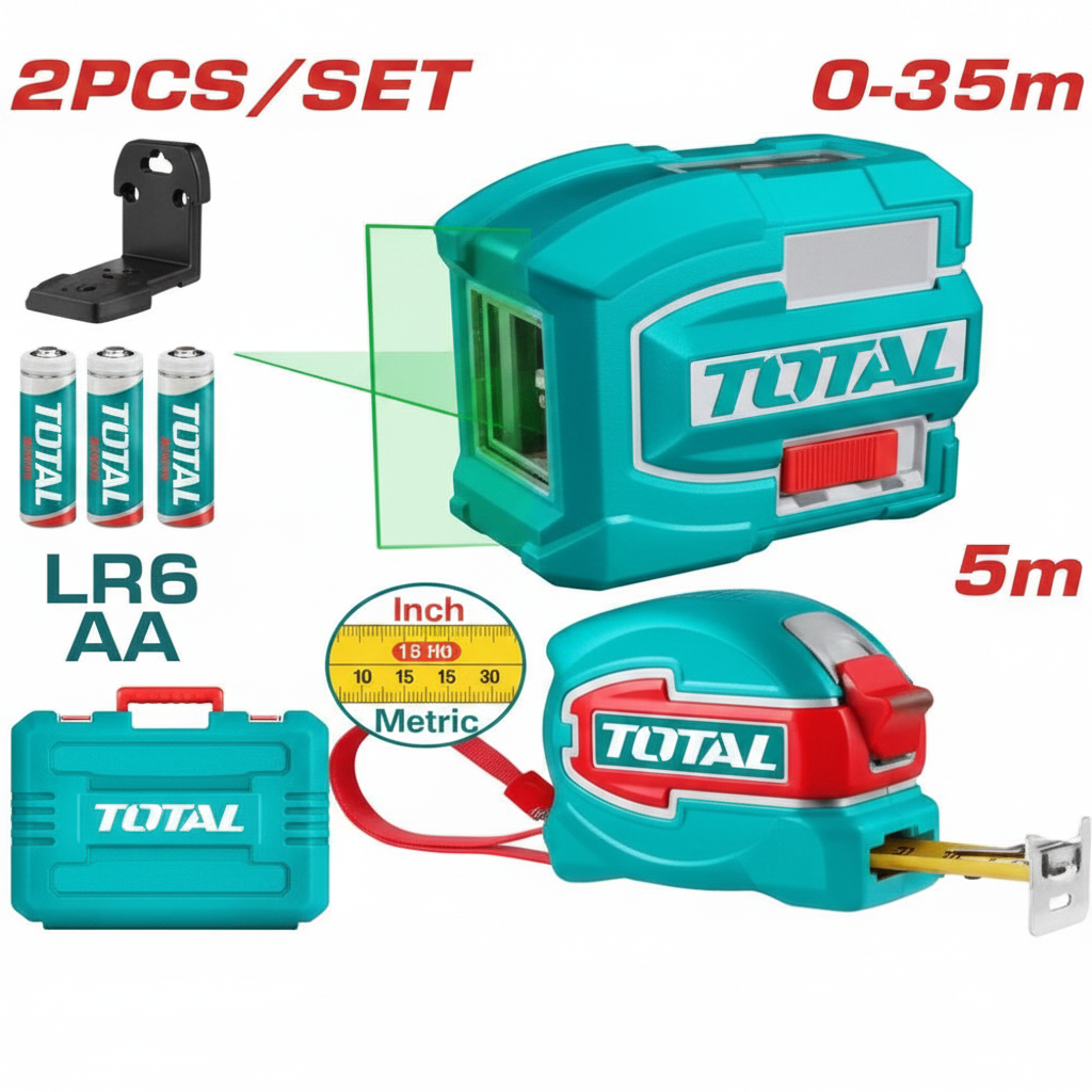TOTAL TLL680081 Self-Leveling Green Line Laser & Steel Tape Measure Kit – Karachi
