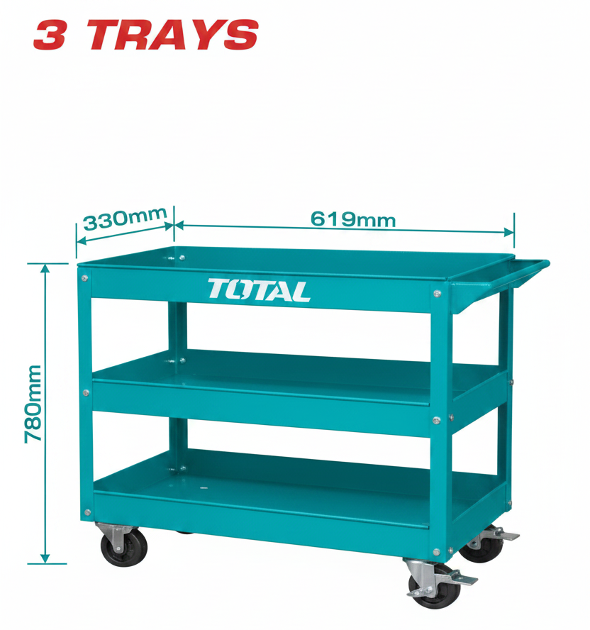 Tool Cart THPTC301 Heavy Duty 3-Tray Rolling Tool Trolley – Buy in Karachi | Offers Wala