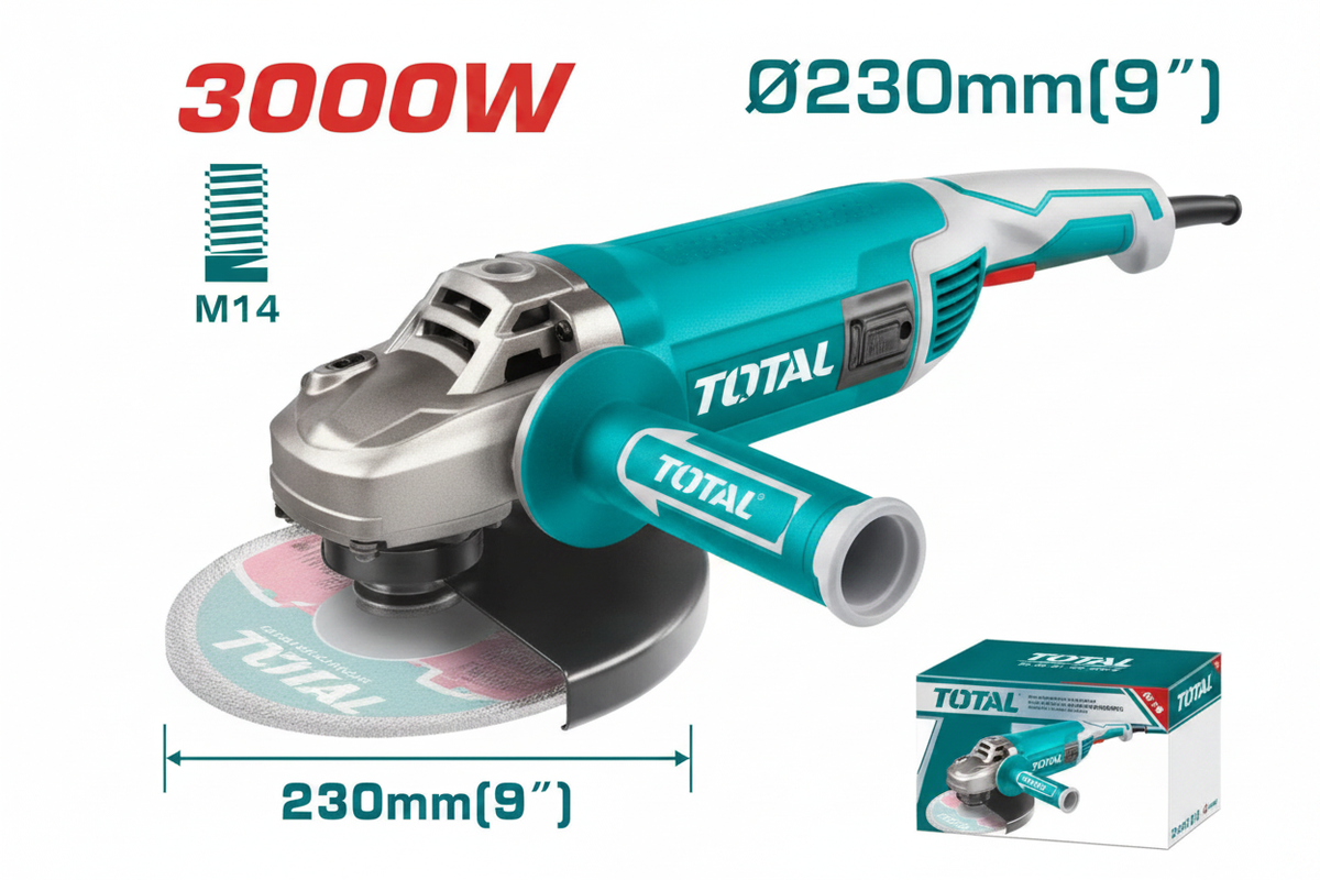 TOTAL 3000W Angle Grinder 230mm – Heavy-Duty Cutting & Grinding Tool | Buy Online in Karachi at Offers Wala