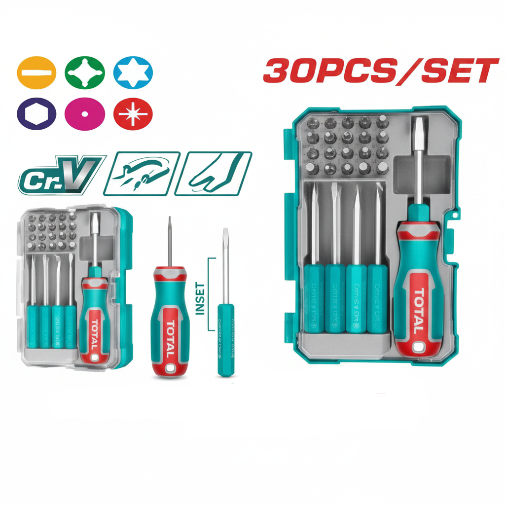 30 Pcs Interchangeable Screwdriver & Bits Set Cr-V Steel TACSD30306 – Buy in Karachi | Offers Wala
