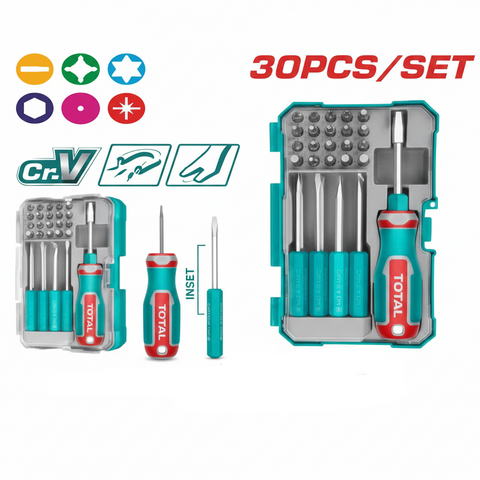 30 Pcs Interchangeable Screwdriver & Bits Set Cr-V Steel TACSD30306 – Buy in Karachi | Offers Wala
