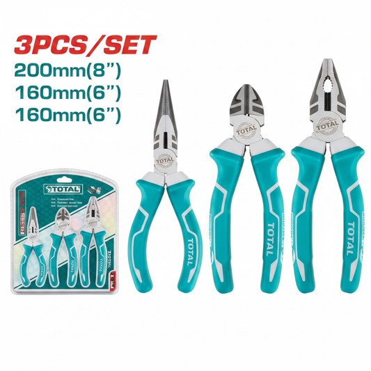 3 Pcs Professional Pliers Set THT1K0301 – Combination, Long Nose & Diagonal Cutting Pliers | Buy Hand Tools in Karachi