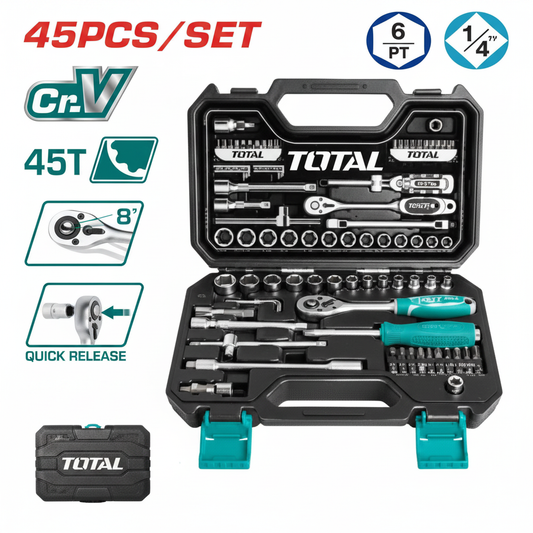 45 Pcs 1/4 Drive Socket Set THT141451 – Professional Hand Tool Kit Karachi
