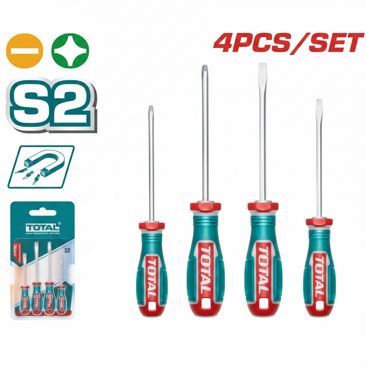 4 Pcs Professional Screwdriver Set TKSDS0426 – S2 Steel Blades with Magnetic Tips