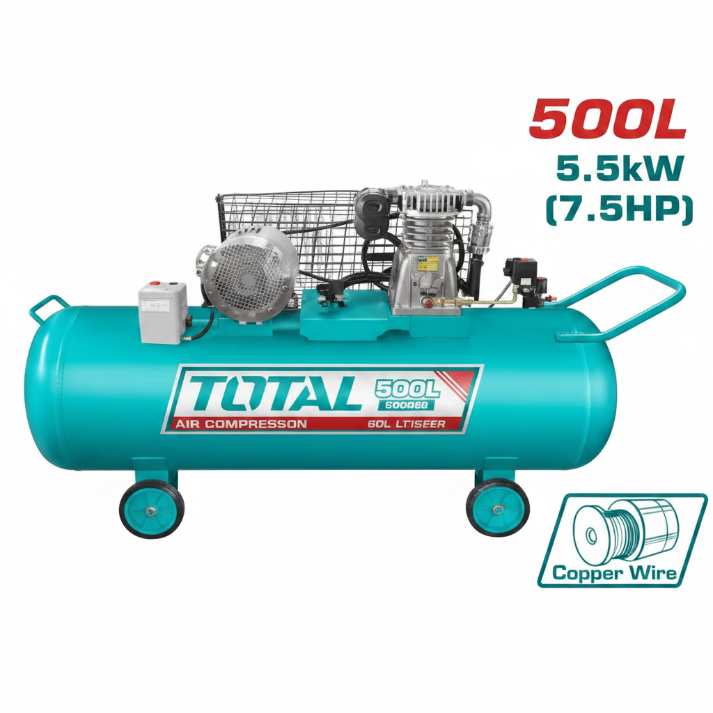 Total 500L 5.5kW Three-Phase Industrial Air Compressor TC1755002 – Available in Karachi